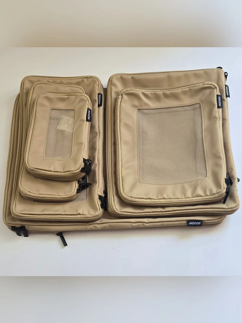 Monos Compressible Packingh Cubes Set of 6 Tan Brand New Travel Organizers